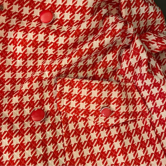 Women’s red and white houndstooth coat - Picture 4 of 9